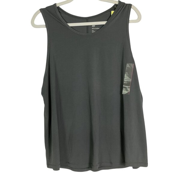 NWT All In Motion Dark Gray Sleeveless Athletic Top, Women's XXL, Poly/Spandex - Picture 1 of 7